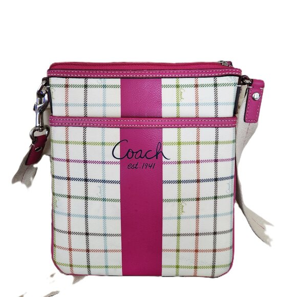 Euc Coach Heritage Tattersal Plaid Crossbody Bag Purse - Picture 1 of 11